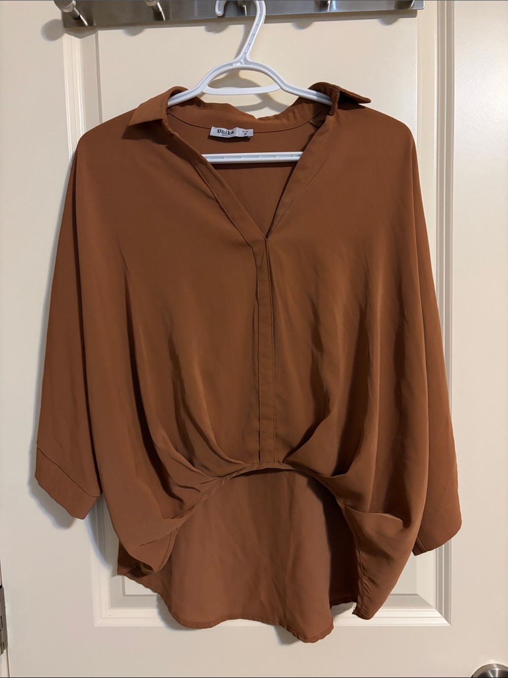 Unlabeled Women's Twisted-Hem Tunic Top - Rust Brown